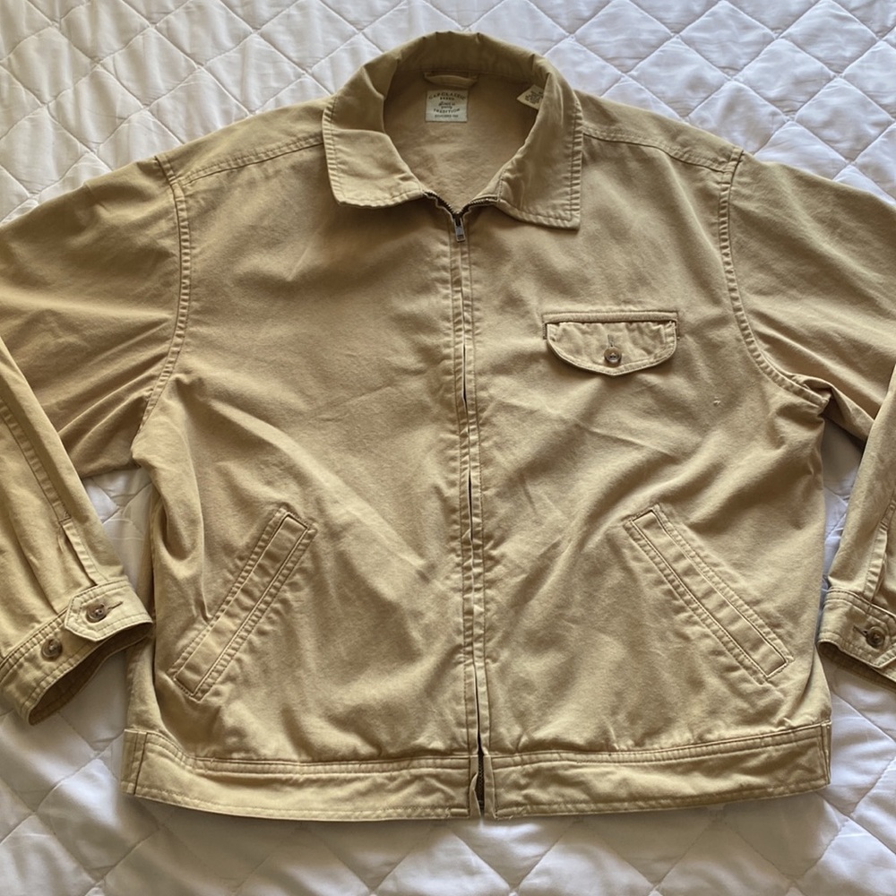 Vintage GAP Canvas Harrington Jacket Men M Tan Boxy Preppy Classic Retro Y2K